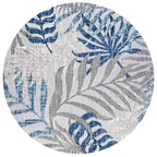 JONATHAN Y AMC100A-6R Indoor Outdoor Area Rug, 6 ft Round, Gray/Blue, Bohemian Floral, Easy-Cleaning, Non-Shedding, High Traffic