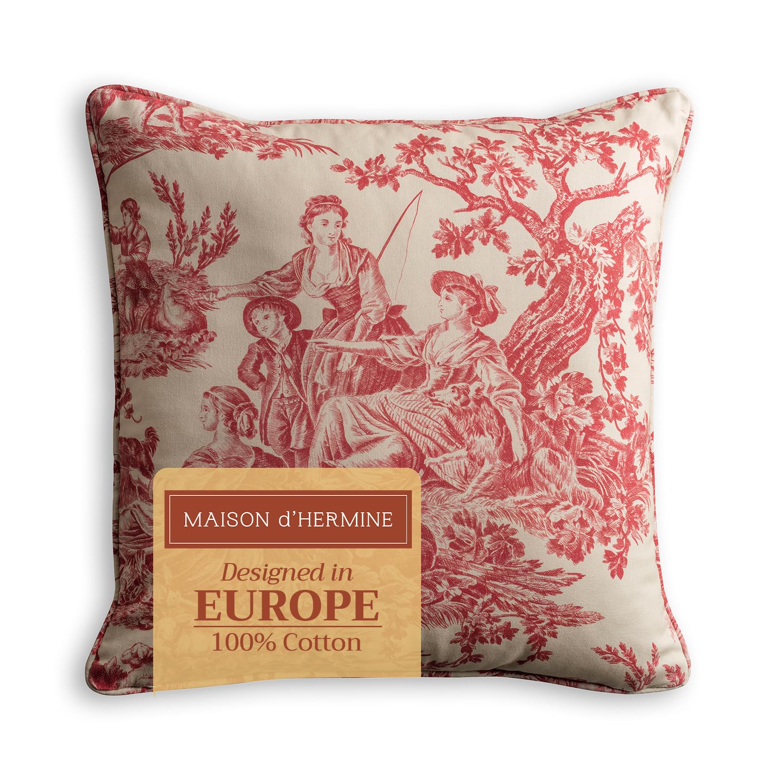 Maison D' Hermine Decorative Cushion Cover 100% Cotton 20'X20' Toile Washable Pillow Cover With Invisible Zipper For Home D  C