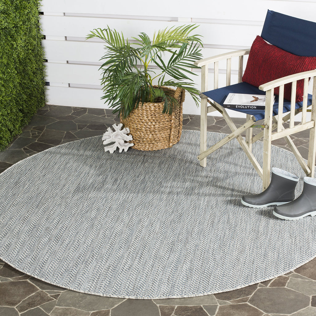 SAFAVIEH Courtyard Collection 4' Round Grey/Navy CY8022 Indoor/ Outdoor Patio Backyard Mudroom Area Rug