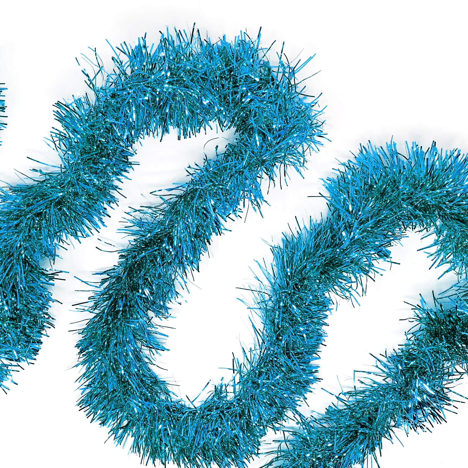 Allgala Turquoise Tinsel Garland, 50 Feet Christmas Metallic Foil Tinsel Garland Decoration for Holiday Tree Walll Rail Home Off