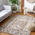 SAFAVIEH Vintage Hamadan Collection Area Rug - 67 Square, Brown & Ivory, Oriental Traditional Persian Design, Non-Shedding & Ea