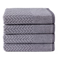 Texere 100% Organic Cotton Jacquard 650 GSM Premium Bath Towel Sets - Extra Absorbent Quick Dry Towel Wrap (Cable, Granite, 4 Ba