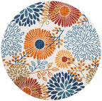 Safavieh Cabana Collection 3' Round Cream/Red Cbn832A Floral Indoor/ Outdoor Non-Shedding Easy Cleaning Patio Backyard Deck Porch Mudroom Area Rug