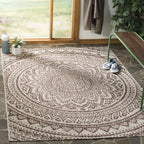 Safavieh Courtyard Collection 48' X 68.4' Beige/Brown Cy8734 Indoor/ Outdoor Patio Backyard Mudroom Accent Rug