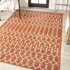Jonathan Y Smb108P-4 Ourika Moroccan Geometric Textured Weave Indoor Outdoor Area-Rug, Bohemian Rustic Scandinavian Easy-Cleaning,Bedroom,Kitchen,Backyard,Patio,Non Shedding, 4 X 6, Orange/Cream