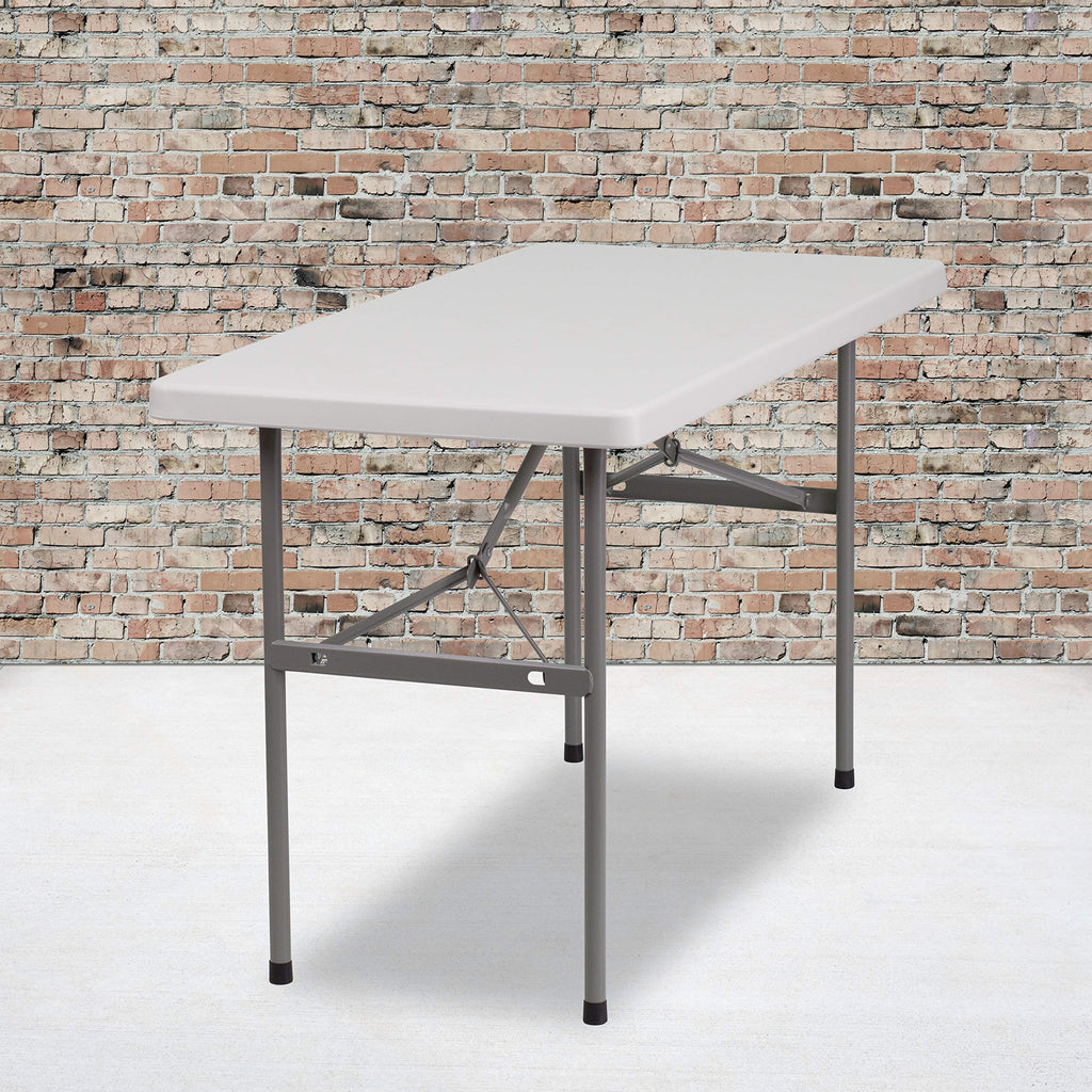 Flash Furniture Kathryn 4-Foot Granite White Plastic Folding Table