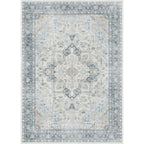 Beimo Area Rug 9X12 Machine Washable Vintage Distressed Print Blue Floral Medallion Accent Bedroom Living Room Hallway Entryway