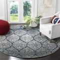 SAFAVIEH Madison Collection 11 Round Navy / Silver MAD604G Glam Ogee Trellis Distressed Non-Shedding Dining Room Entryway Foyer