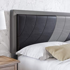 Boyd Sleep Bree Upholstered Platform Bed with Headboard and Durable Mattress Foundation with Strong 14 Wood Slat Supports, No BoxSpring Required: Full, Black/Gray