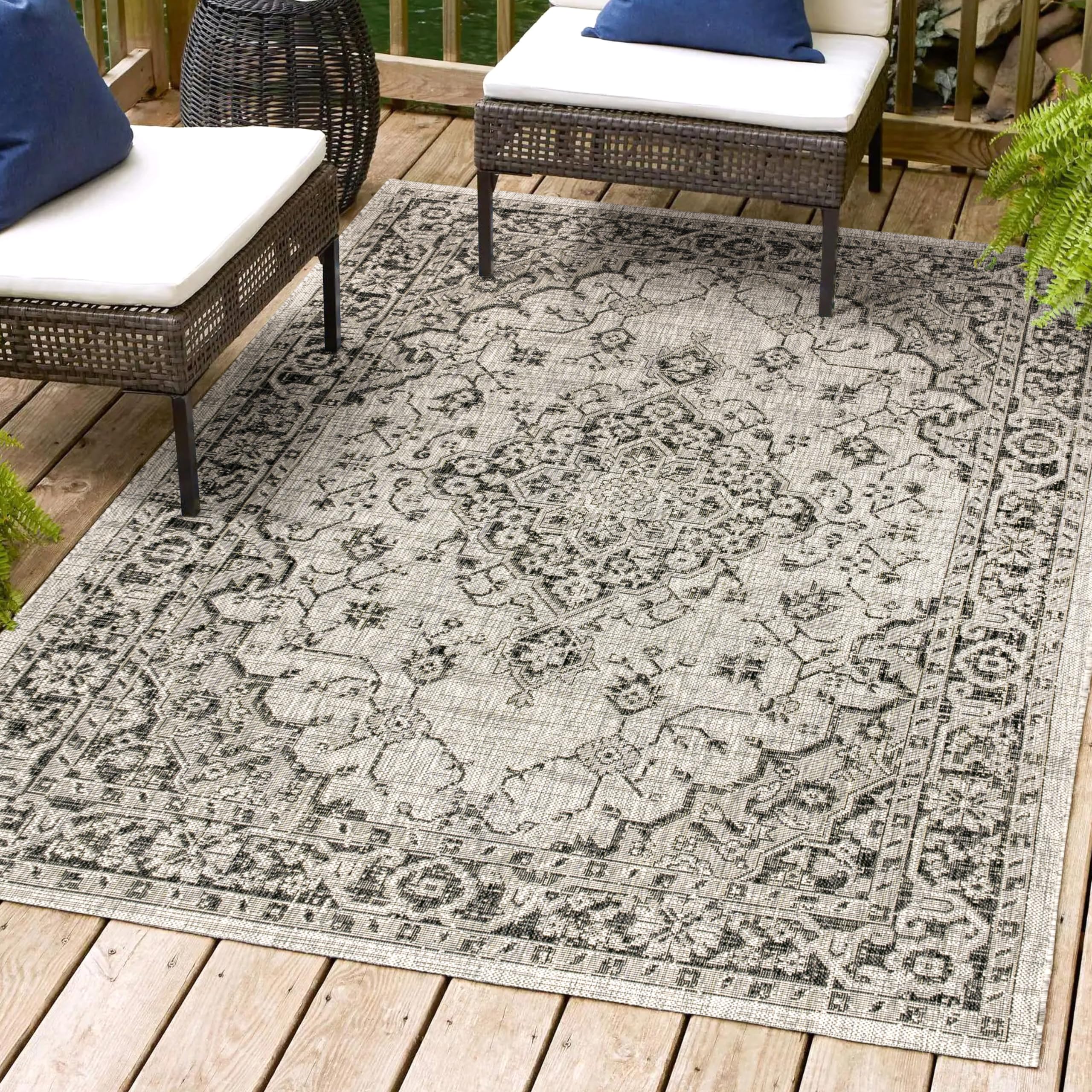 Jonathan Y Smb102D-3 Rozetta Boho Medallion Textured Weave Indoor Outdoor -Area Rug Coastal Bohemian Rustic Glam Easy-Cleaning B