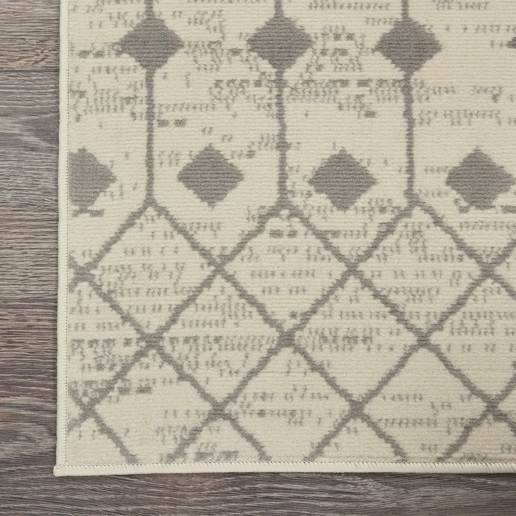 Nourison Grafix Moroccan Ivory/Grey 8'6' X 12' Area Rug, Easy Cleaning, Non Shedding, Bed Room, Living Room, Dining Room, Kitch