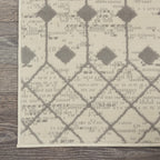 Nourison Grafix Moroccan Ivory/Grey 8'6' X 12' Area Rug, Easy Cleaning, Non Shedding, Bed Room, Living Room, Dining Room, Kitch