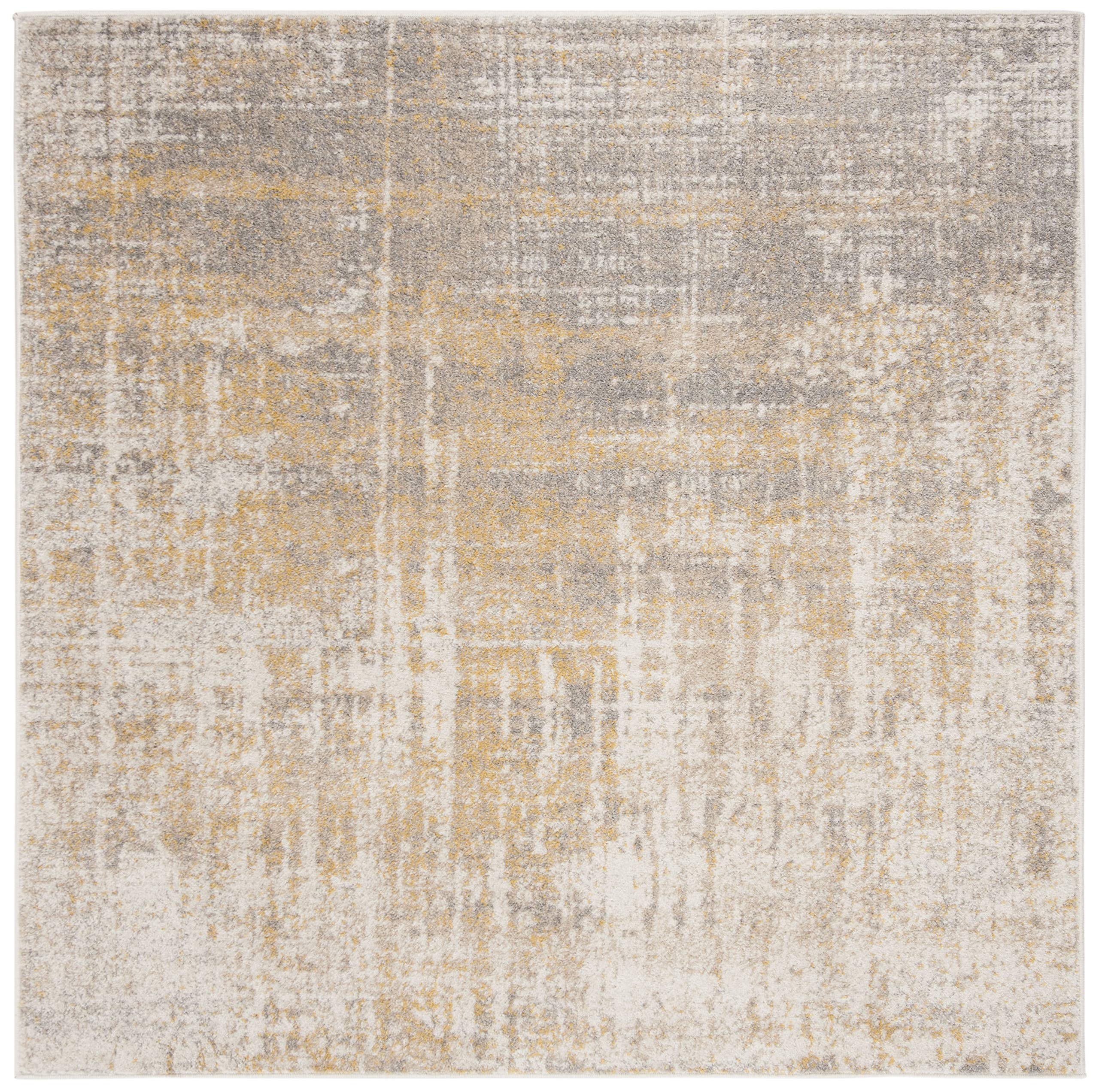 Safavieh Adirondack Collection Area Rug - 8' Square, Creme & Gold, Modern Abstract Design, Non-Shedding & Easy Care, Ideal For H