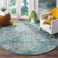 SAFAVIEH Evoke Collection Area Rug - 3 Round, Blue & Ivory, Distressed Design, Non-Shedding & Easy Care, Ideal for High Traffic