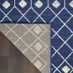 Nourison Grafix Moroccan Navy 6' X 9' Area Rug, Easy Cleaning, Non Shedding, Bed Room, Living Room, Dining Room, Kitchen (6X9)