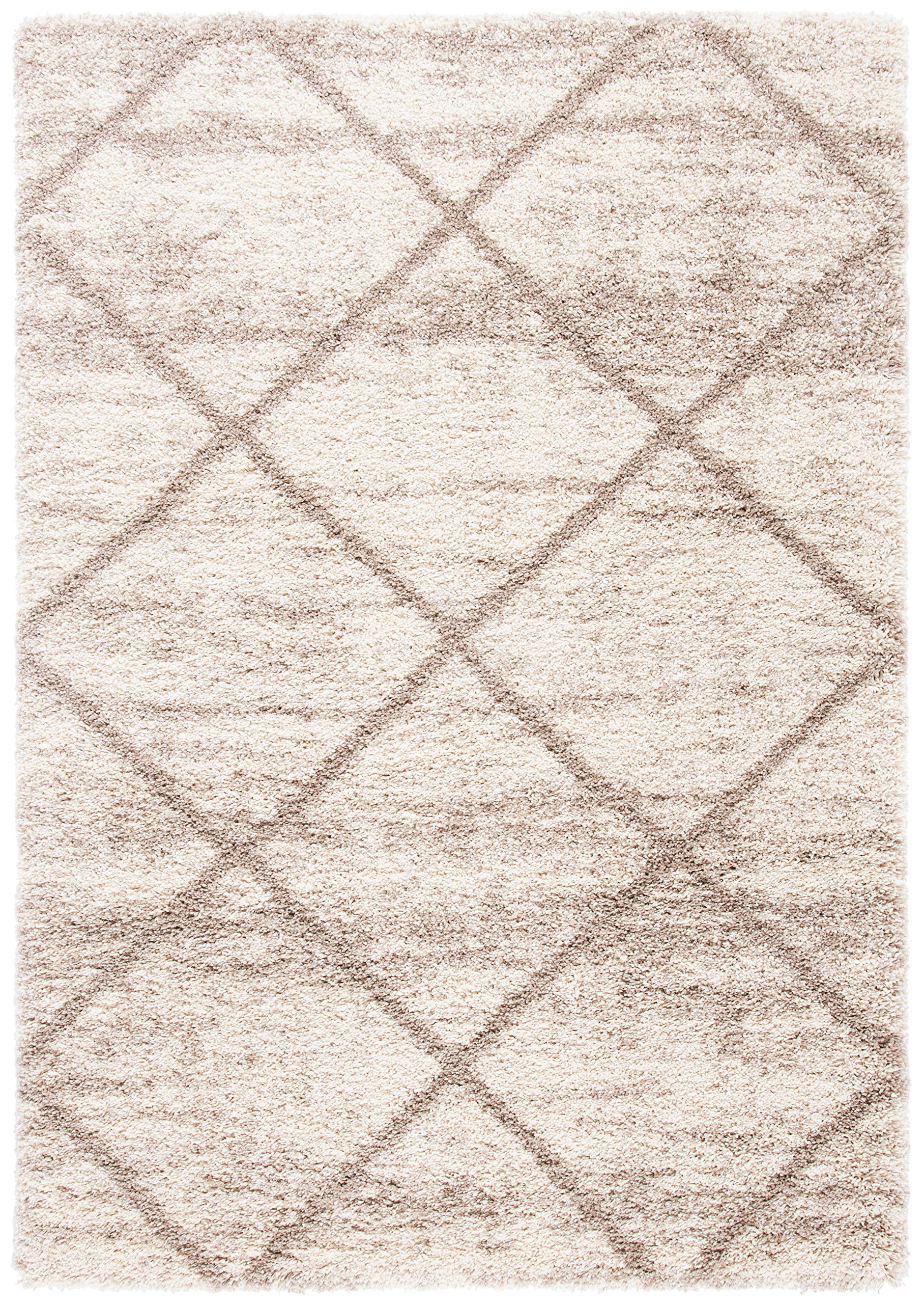SAFAVIEH Hudson Shag Collection Accent Rug - 2 x 3, Multi Ivory & Beige, Trellis Design, Non-Shedding & Easy Care, 2-inch Thic