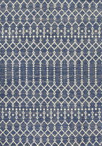 Jonathan Y Smb108K-4 Ourika Moroccan Geometric Textured Weave Indoor Outdoor Area-Rug, Bohemian Coastal Traditional Easy-Cleaning,Bedroom,Kitchen,Backyard,Patio,Non Shedding, 4 X 6, Navy/Beige