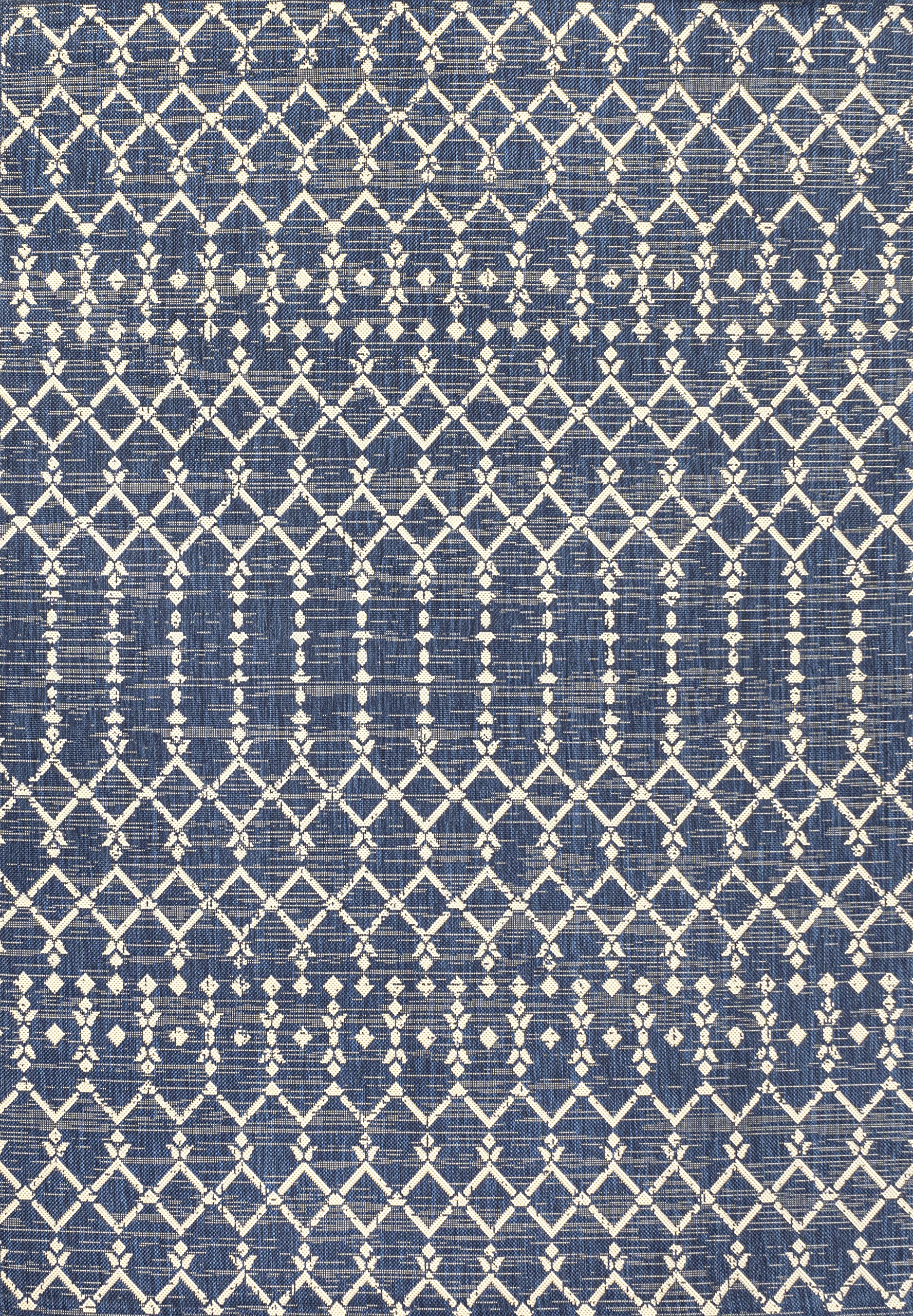 Jonathan Y Smb108K-4 Ourika Moroccan Geometric Textured Weave Indoor Outdoor Area-Rug, Bohemian Coastal Traditional Easy-Cleaning,Bedroom,Kitchen,Backyard,Patio,Non Shedding, 4 X 6, Navy/Beige