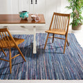 SAFAVIEH Rag Rug Collection Area Rug - 10 x 14, Ink & Multi, Handmade Boho Stripe Cotton, Ideal for High Traffic Areas in Livi