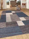 Rugshop Modern Boxes Design Non-Slip (Non-Skid) Area Rug 8 x 10 (7 10 x 10) Blue