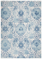 Safavieh Madison Collection Area Rug - 6'7'' X 9'2'', Cream & Turquoise, Boho Chic Glam Paisley Design, Non-Shedding & Easy Care