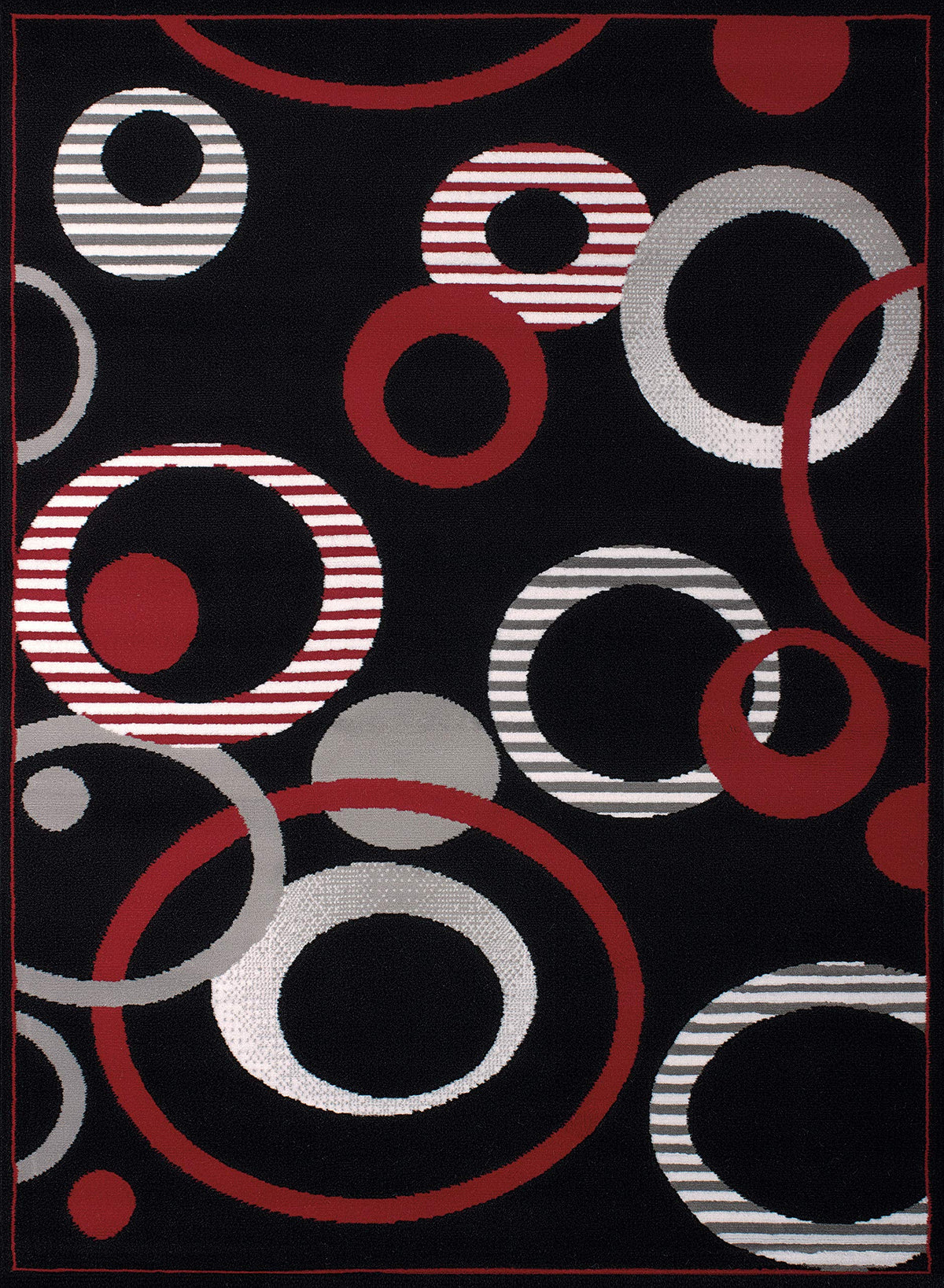 United Weavers Dallas Hip Hop Area Rug  Black, 8X11, Modern Indoor Area Rug With Jute Backing, Circular Geometric Design