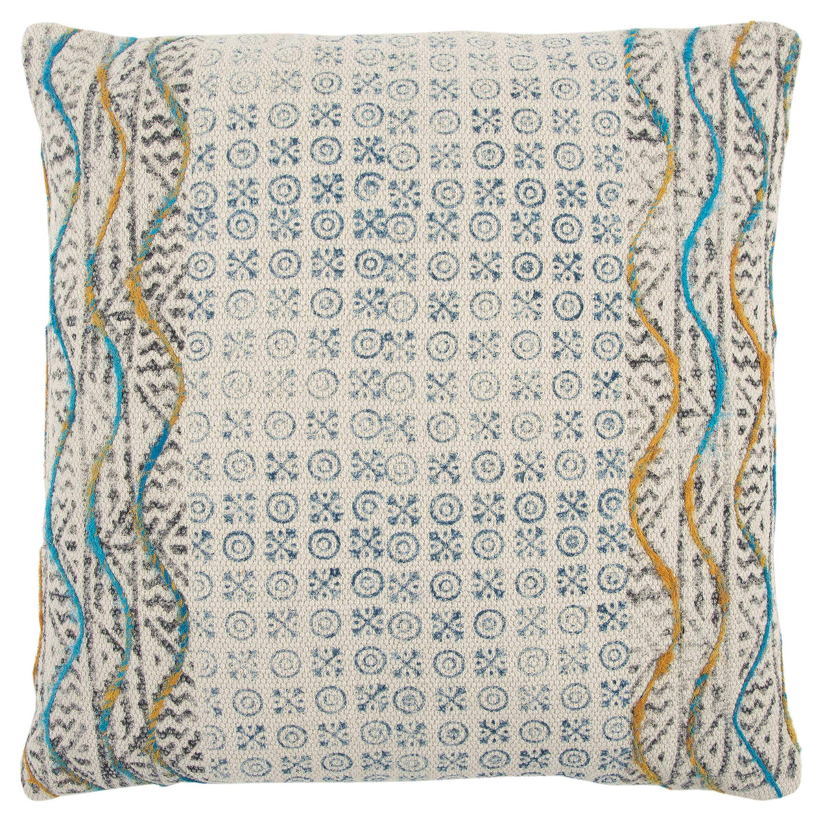 Rizzy Home T13519 Decorative Pillow, 20&quot; x 20&quot;, Blue/Beige