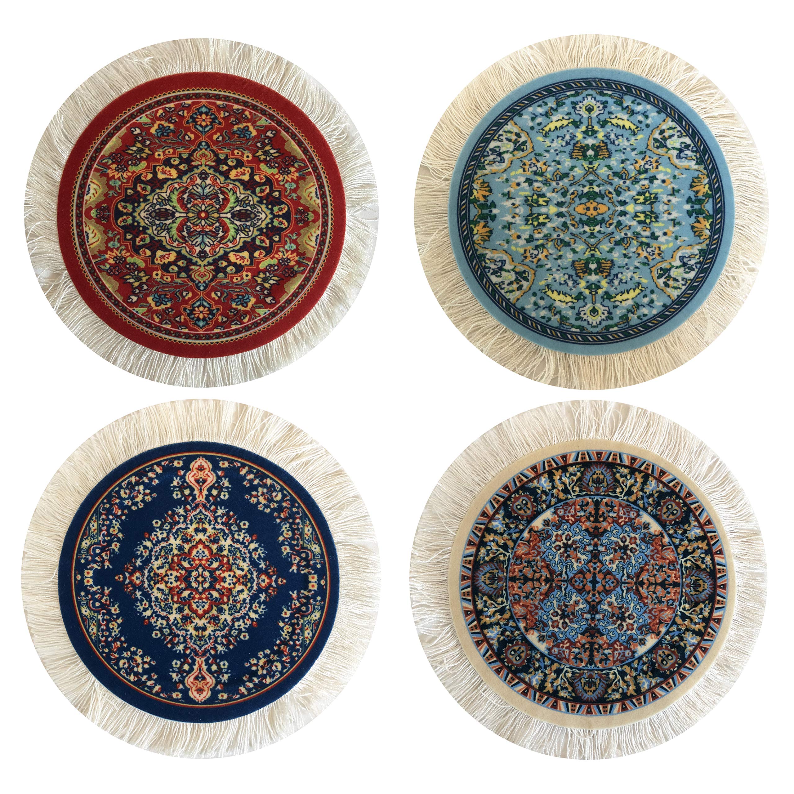 Set of 4 Round Dollhouse Rugs - Miniature Carpets for Dolls 5