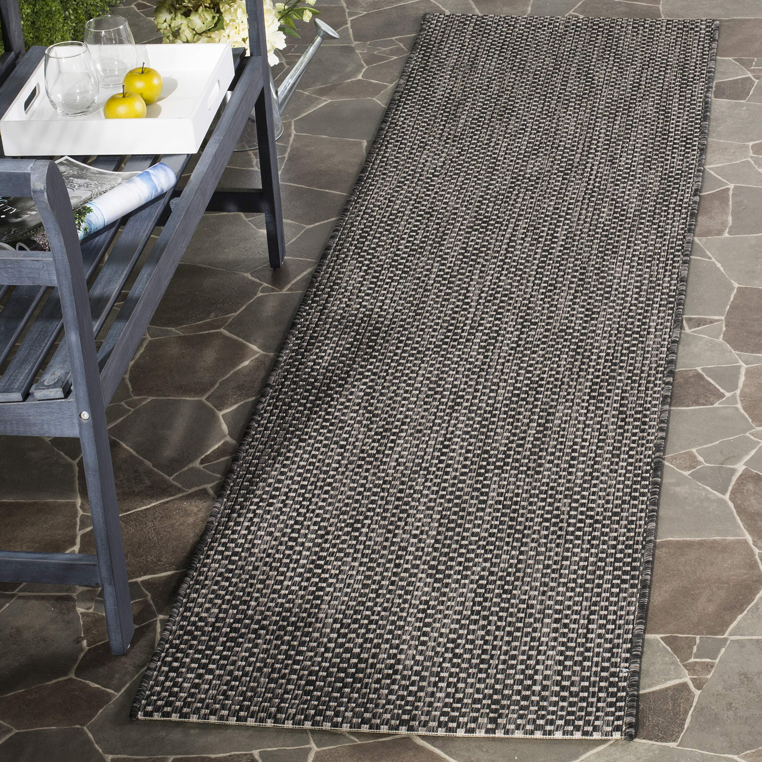 SAFAVIEH Courtyard Collection 23 x 22 Black/Beige CY8521 Indoor/ Outdoor Patio Backyard Mudroom Runner Rug