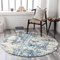 Artistic Weavers Arti Modern Abstract Area Rug,710 Round,Dark Blue/Aqua