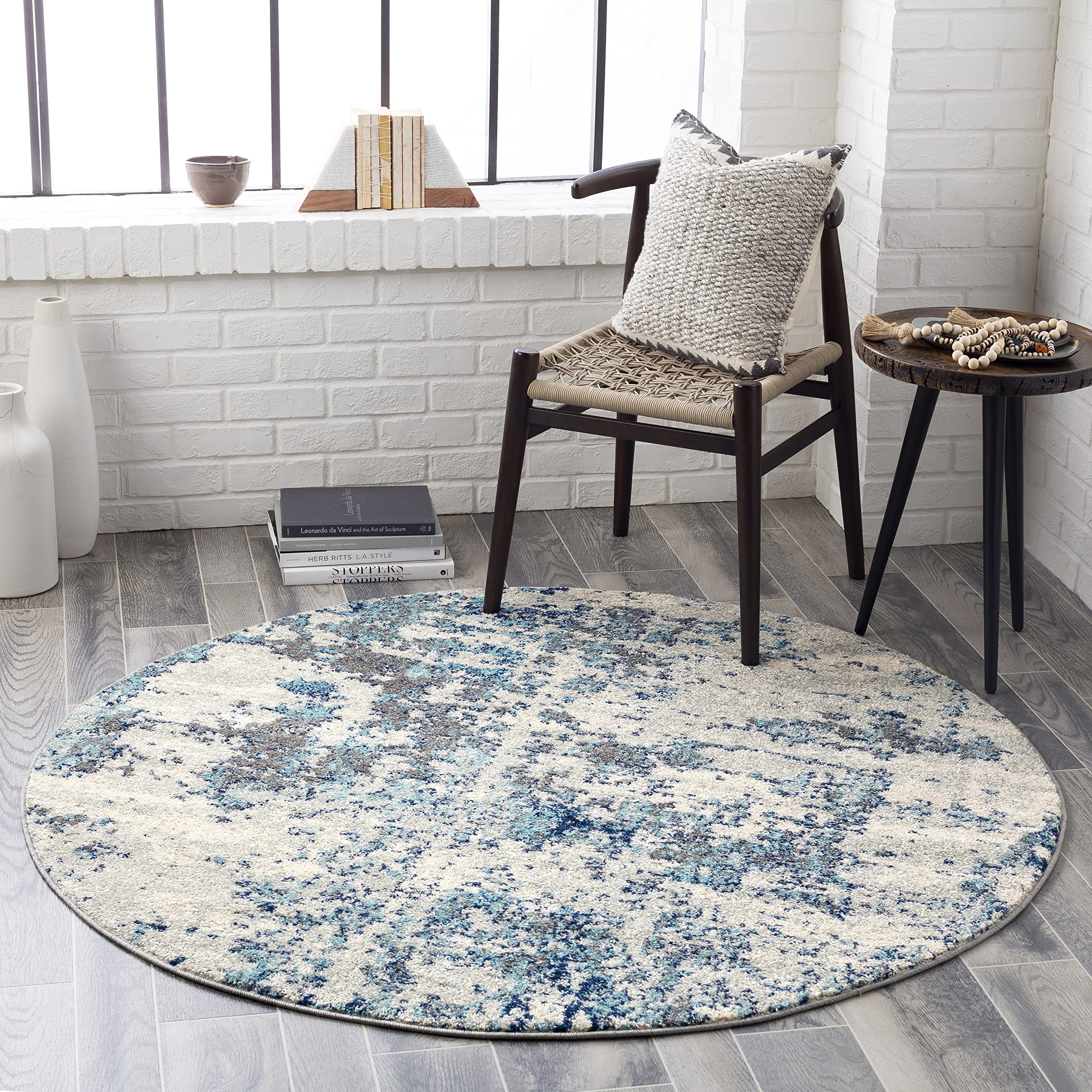 Artistic Weavers Arti Modern Abstract Area Rug,710 Round,Dark Blue/Aqua