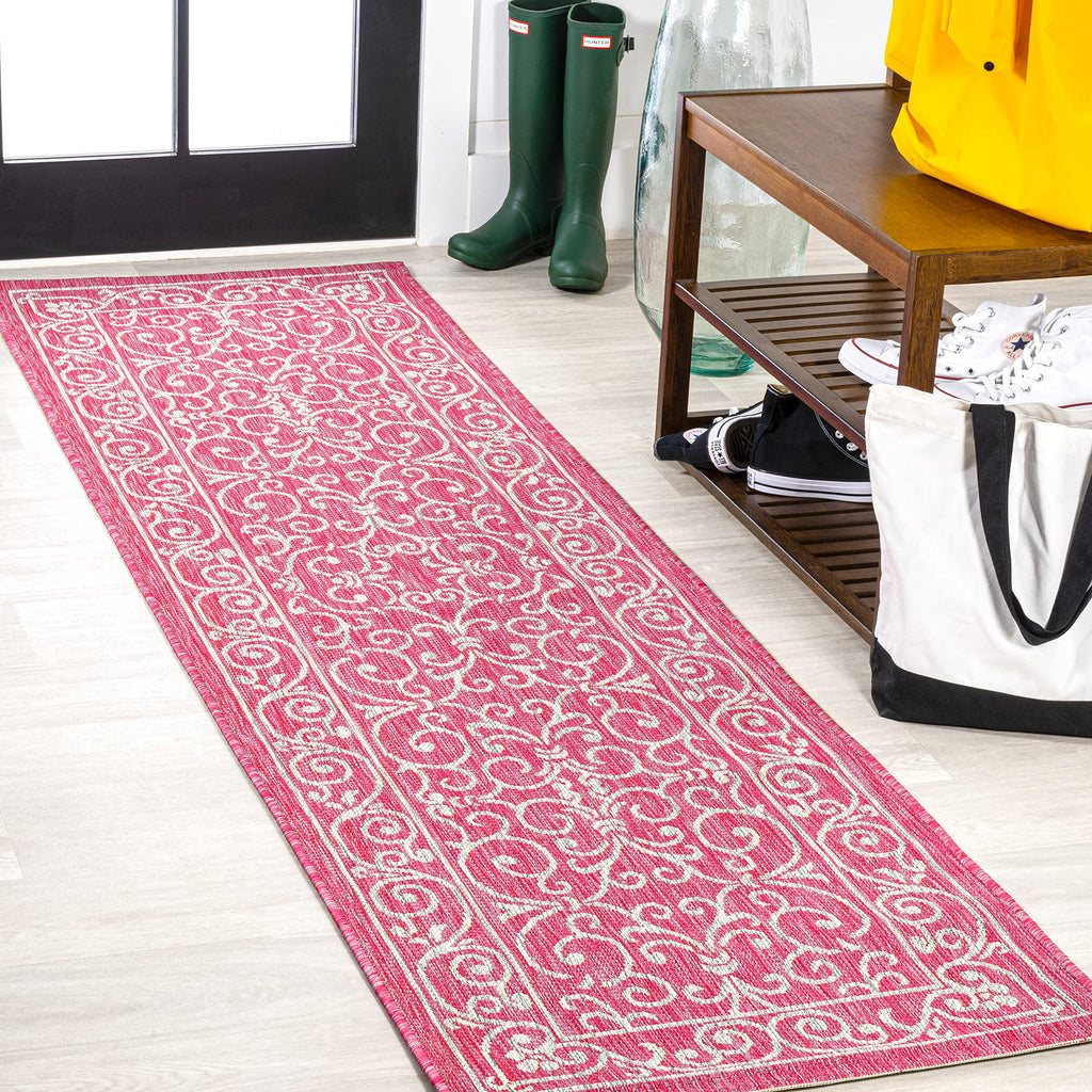 Jonathan Y Smb106J-28 Charleston Vintage Filigree Textured Weave Indoor Outdoor Area Rug, Classic Traditional Transitional Easy