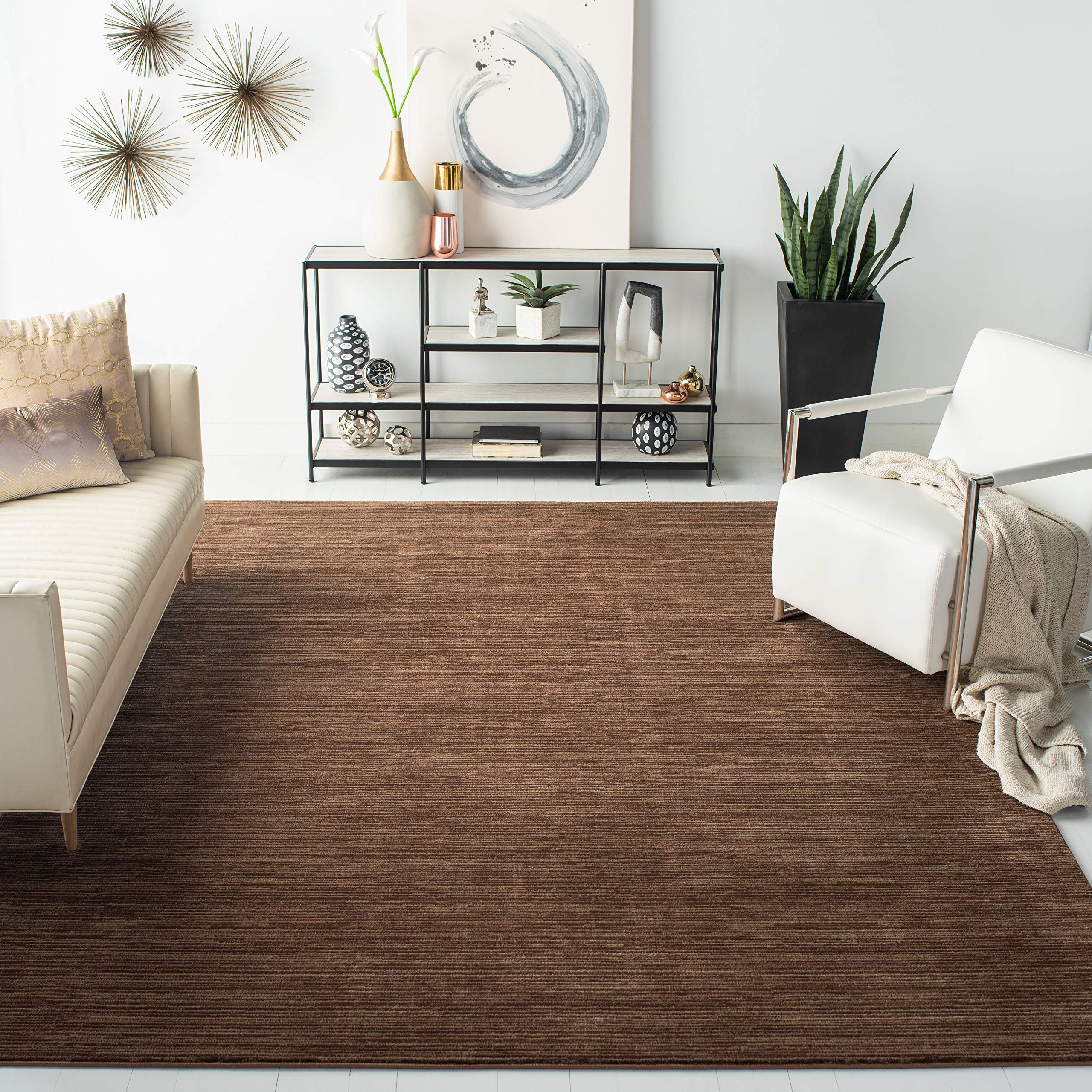 SAFAVIEH Vision Collection Area Rug - 8 x 10, Brown, Modern Ombre Tonal Chic Design, Non-Shedding & Easy Care, Ideal for High 