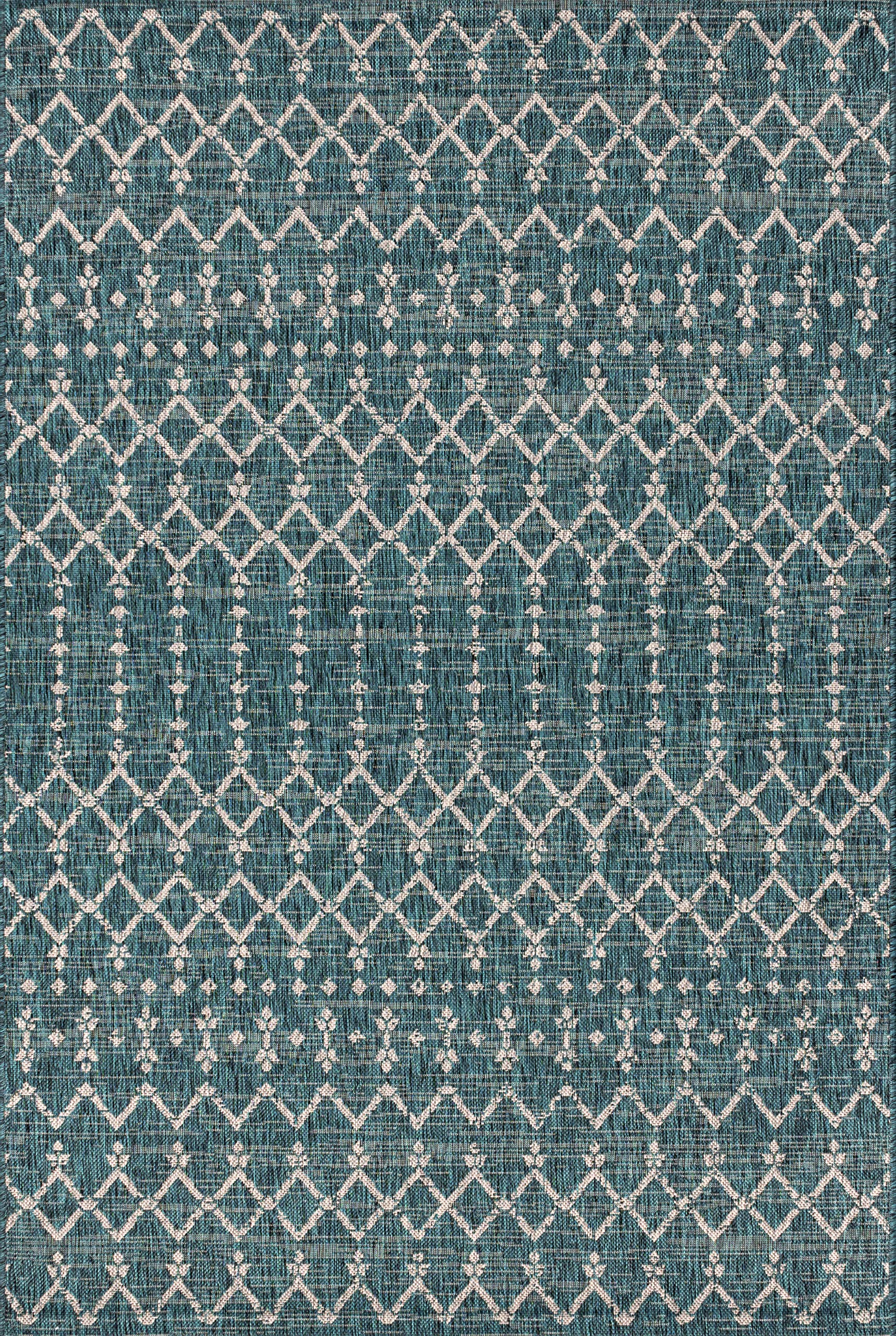 Jonathan Y Smb108C-5 Ourika Moroccan Geometric Textured Weave Indoor Outdoor Area-Rug, Bohemian, Rustic, Scandinavian Easy-Cleaning,Bedroom,Kitchen,Backyard,Patio,Non Shedding, Teal/Gray, 5 X 8