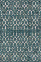 Jonathan Y Smb108C-5 Ourika Moroccan Geometric Textured Weave Indoor Outdoor Area-Rug, Bohemian, Rustic, Scandinavian Easy-Cleaning,Bedroom,Kitchen,Backyard,Patio,Non Shedding, Teal/Gray, 5 X 8
