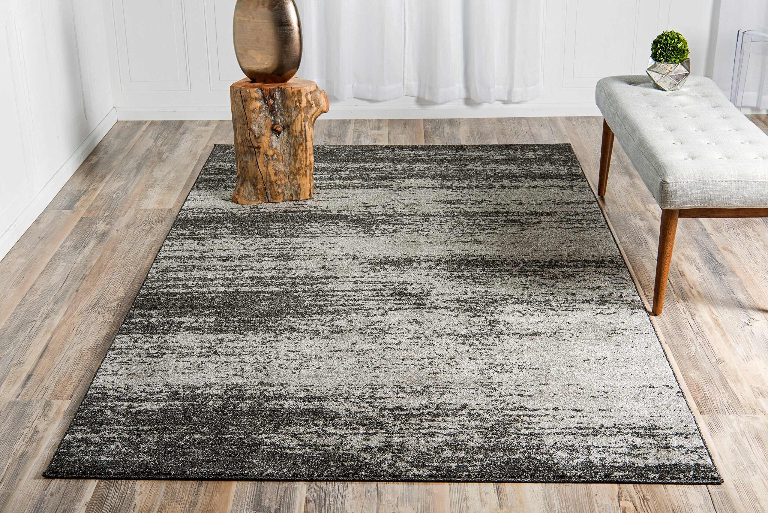 Unique Loom Del Mar Collection Area Rug - Lucille (3' 3'' X 5' 3'' Rectangle, Dark Gray/ Ivory)