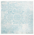 SAFAVIEH Evoke Collection Accent Rug - 3 Square, Ivory & Aqua, Distressed Design, Non-Shedding & Easy Care, Ideal for High Traf