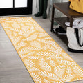 Jonathan Y Smb119C-210 Nevis Palm Frond Indoor Outdoor Area Rug, Coastal Casual Country & Floral Easy Cleaning,Bedroom,Kitchen,Backyard,Patio,Non Shedding, Yellow/Cream, 2 X 10