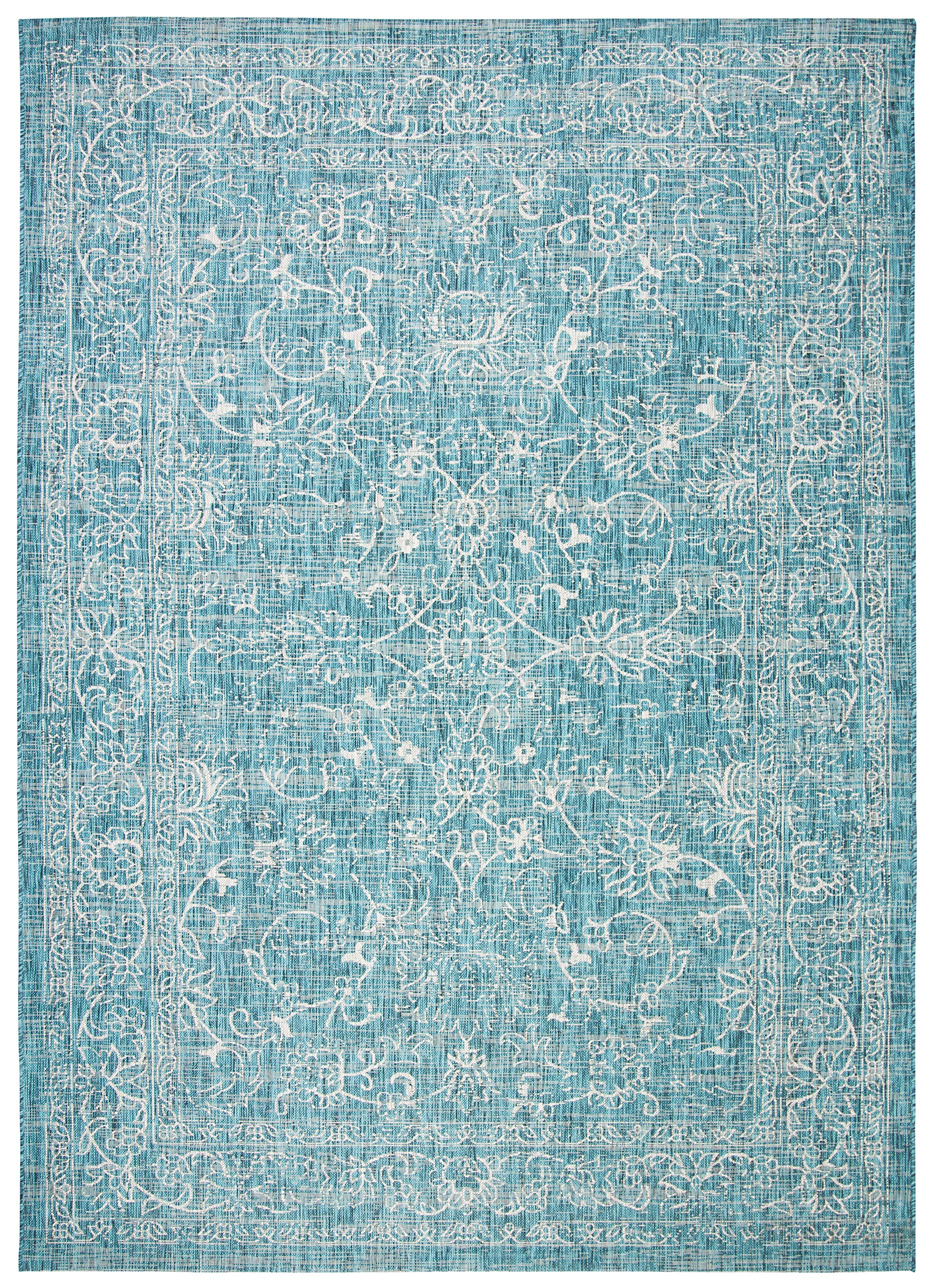 Safavieh Courtyard Collection Area Rug - 9' X 12', Turquoise, Non-Shedding & Easy Care, Indoor/Outdoor & Washable-Ideal For Patio, Backyard, Mudroom (Cy8680-37221)