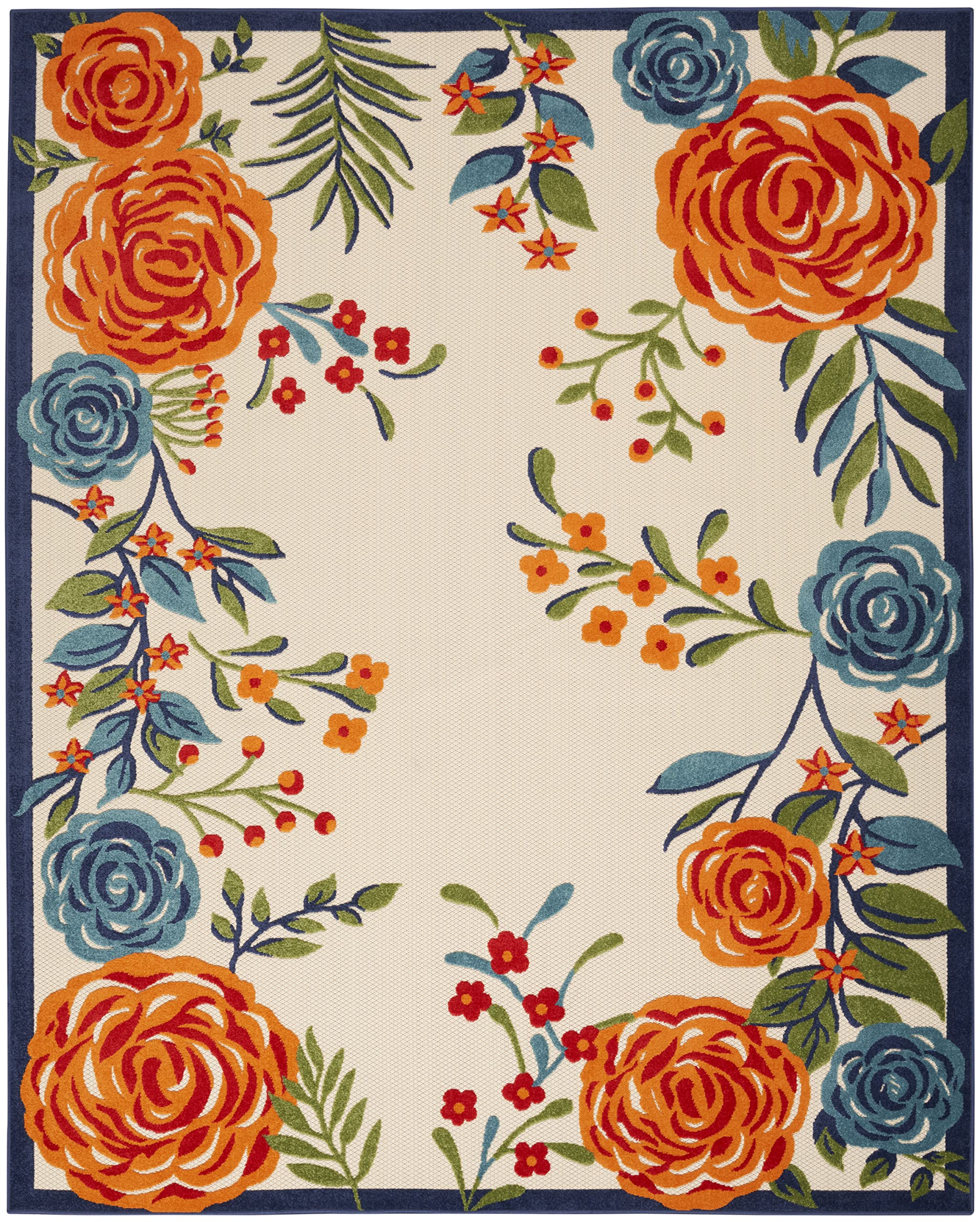 Nourison Aloha Indoor/Outdoor Multicolor 9' X 12' Area Rug, Easy-Cleaning, Non Shedding, Bed Room, Living Room, Dining Room, Kitchen (9X12)