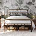 Yaheetech Classic Metal Platform Bed Frame Mattress Foundation With Victorian Style Iron-Art Headboard/Footboard/Under Bed Storage/No Box Spring Needed/Queen Size Bronze