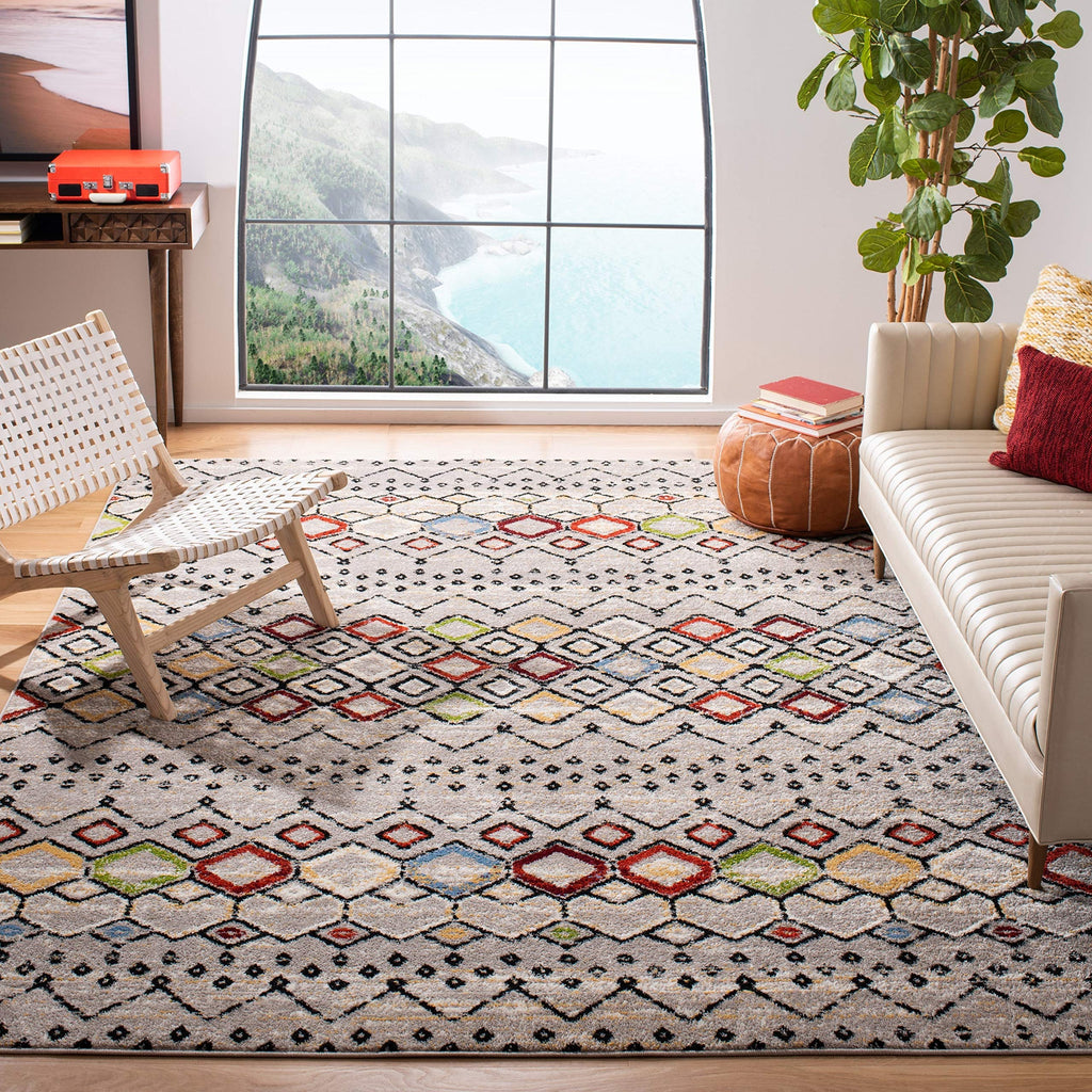 Safavieh Amsterdam Collection 5'1'' Round Blue/Ivory Ams108L Moroccan Boho Non-Shedding Living Room Bedroom Area Rug
