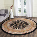 SAFAVIEH Lyndhurst Collection 8 Round Black / Tan LNH331D Traditional Oriental Non-Shedding Dining Room Entryway Foyer Living R