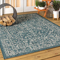 JONATHAN Y SMB104B-14 Malta Bohemian Medallion Textured Weave Teal/Gray 10 ft. x 14 ft. Indoor/Outdoor Area Rug, Pet Friendly, N
