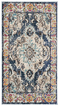 SAFAVIEH Monaco Collection Accent Rug - 22 x 4, Navy & Light Blue, Medallion Distressed Design, Non-Shedding & Easy Care, Idea