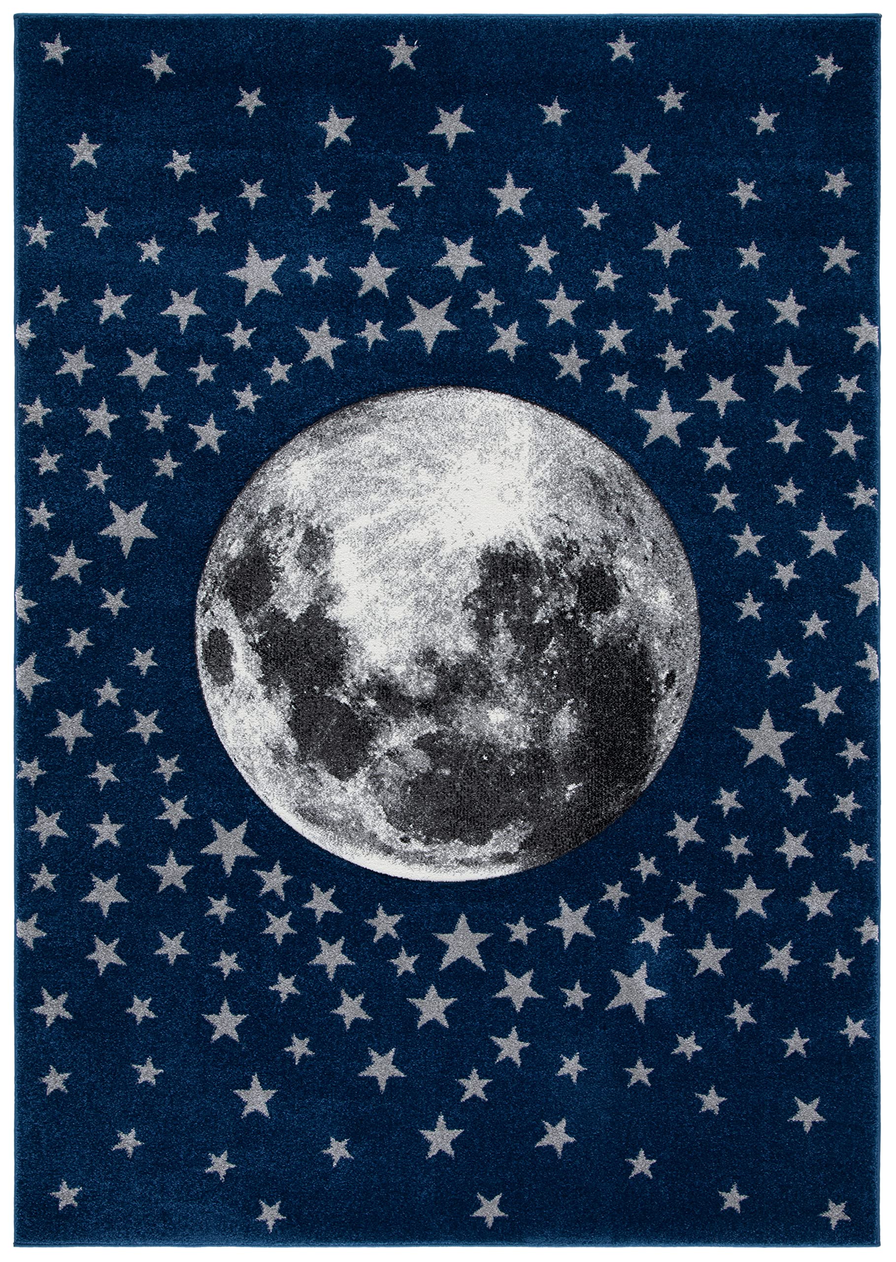 SAFAVIEH Carousel Kids Collection Accent Rug - 2 x 3, Navy & Grey, Non-Shedding & Easy Care, Ideal for High Traffic Areas for 
