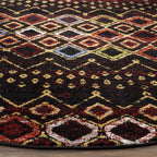 Safavieh Amsterdam Collection 9' Round Black/Multi Ams108P Moroccan Boho Non-Shedding Dining Room Entryway Foyer Living Room Bed