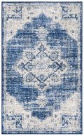 SAFAVIEH Brentwood Collection 2 x 4 Ivory / Navy BNT865A Medallion Distressed Non-Shedding Living Room Bedroom Accent Rug
