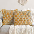 Boho Living Jada Decorative Throw, Premium Woven Design, Living Room D  Cor, (2) 20' X 20' Pillow Covers, Mustard Yellow 2 Cou