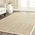 SAFAVIEH Natural Fiber Collection 4 Square Beige NF115A Border Herringbone Seagrass Area Rug